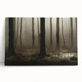 Stretched canvas wall art depicting a serene swamp landscape with vibrant greens and blues, ideal for nature lovers and home decor enthusiasts.