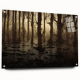 Acrylic glass wall art featuring a detailed landscape of a marsh and swamp, showcasing vibrant greens and blues with decorative pins for easy hanging, perfect for nature enthusiasts.