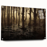 Acrylic glass wall art featuring a detailed landscape of a marsh and swamp, showcasing vibrant greens and blues with decorative pins for easy hanging, perfect for nature enthusiasts.