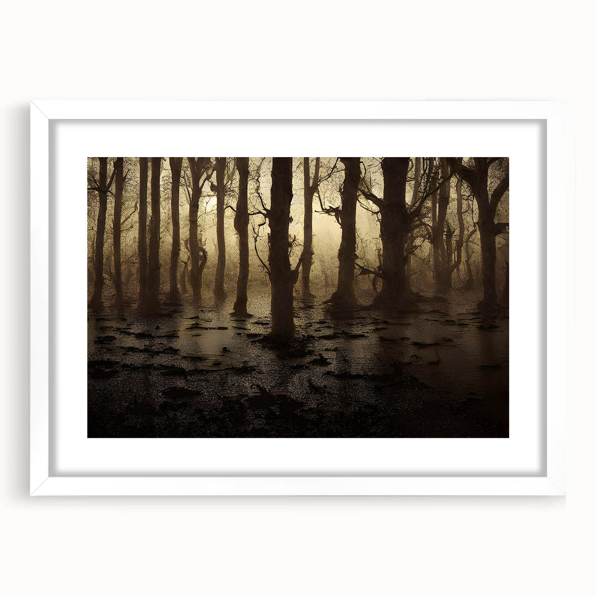 Framed wall art collection featuring a serene marsh landscape design, with a white mat and sleek frame, perfect for enhancing home décor and creating a calming atmosphere.