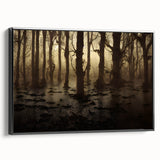 Framed canvas wall art showcasing a serene marsh landscape with lush greenery and reflective water, designed to enhance home decor aesthetics.