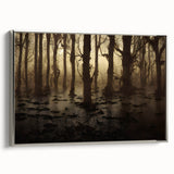 Framed wall art featuring a serene marsh landscape with vibrant greenery and soft blue water, elegantly displayed with a sleek silver frame for a modern touch.
