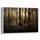 Framed canvas wall art showcasing a tranquil marsh landscape with lush greenery and reflective water, ideal for nature enthusiasts and home decor.