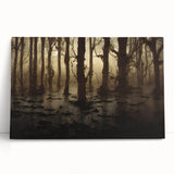 Stretched canvas artwork depicting a serene marsh landscape with rich green foliage and calm water, ideal for nature lovers seeking tranquil home decor.