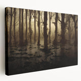 Stretched canvas wall art showcasing a vibrant marsh landscape with lush greenery and tranquil water reflections, perfect for enhancing home decor.