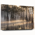 Acrylic glass wall art featuring a serene marsh and swamp landscape, showcasing vibrant greens and blues with intricate detailing and a side view presentation, ideal for nature enthusiasts.