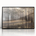 Framed acrylic wall art showcasing a serene marsh landscape, featuring lush greenery and tranquil water reflections, designed to enhance modern home decor.