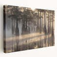 Stretched canvas artwork showcasing a serene marsh landscape with vibrant greenery and reflections in the water, perfect for enhancing home decor with nature themes.