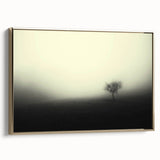 Framed canvas wall art from the Landscapes Mist & Fog collection, showcasing serene foggy landscape imagery in soft colors, accented with a gold frame.