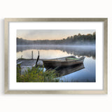 Framed wall art collection featuring a serene misty landscape design with a silver mat. Ideal for enhancing home decor with a calming aesthetic.