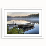 Framed wall art collection featuring misty landscapes in soft hues, designed with a white mat and sleek frame, perfect for enhancing home décor.