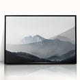 Framed wall art collection featuring a misty landscape design with soft fog, presented in a sleek black frame, ideal for modern home decor.
