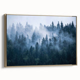 Framed wall art showcasing a misty landscape design with fog, featuring soft gold accents, perfect for modern home decor and enhancing tranquil spaces.