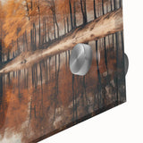Close-up of a stunning acrylic wall art piece depicting a misty landscape design, showcasing soft shades of gray and blue, perfect for modern home decor.