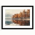 Framed wall art featuring a serene landscape design with misty fog, presented in a sleek black frame, perfect for enhancing modern home decor. Ideal for nature lovers.