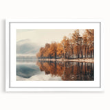 Elegant wall art featuring a misty landscape design framed with a white mat, ideal for enhancing modern home decor. Perfect for creating a tranquil atmosphere.