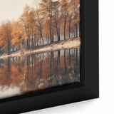 Framed canvas wall art showcasing a serene landscape design enveloped in mist and fog, highlighting subtle hues of blue and gray for a calming effect. Perfect for enhancing home decor with an elegant touch.