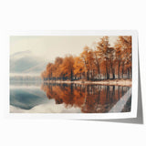 Rolled print of a serene landscape featuring misty mountains and soft fog, ideal for home decor. The artwork showcases a calming color palette, enhancing any interior space.