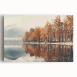 Stretched canvas wall art showcasing a serene landscape design with mist and fog, perfect for adding a calming touch to home decor. Ideal for nature lovers and art enthusiasts.