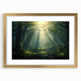 Elegant framed wall art featuring a misty landscape design, showcasing soft hues of gray and gold, perfect for enhancing home decor in modern and minimalist styles.