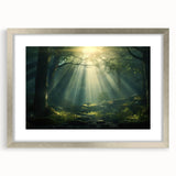 Framed wall art collection showcasing a serene landscape design with mist and fog, featuring a silver frame and mat, ideal for home decor enhancement.