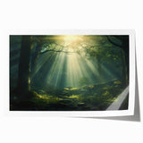 Mist-covered landscape wall art print showcasing serene foggy hills in muted tones of blue and gray, ideal for home decoration and calming ambiance.