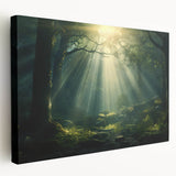 Stretched canvas wall art showcasing a serene misty landscape design with soft, muted colors, perfect for enhancing home decor and creating a calming atmosphere.