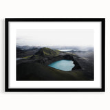 Framed wall art featuring a serene landscape design with mist and fog, presented in a sleek black frame, perfect for enhancing modern home decor.