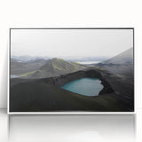 Framed acrylic wall art featuring a misty landscape design with soft fog hues, set in a white frame, ideal for home decor or office ambiance.