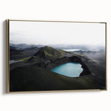 Framed canvas wall art featuring a misty landscape design with soft foggy hues, accented by a gold frame, ideal for modern home decor and serene atmospheres.