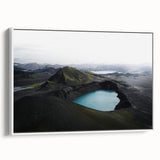 Framed canvas wall art depicting a misty landscape design in soft gray and white tones, showcasing a serene and calming aesthetic ideal for home decor.