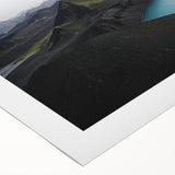 Mist-covered landscape wall art on rolled canvas, showcasing serene hues of gray and blue, perfect for enhancing home decor with a tranquil ambiance.