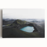 Stretched canvas artwork showcasing a serene landscape design enveloped in mist and fog, perfect for adding a calming atmosphere to any space.