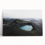 Stretched canvas wall art showcasing a serene misty landscape with soft fog enveloping trees, perfect for adding a calming touch to modern home decor.