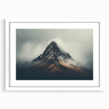 Framed wall art featuring a misty landscape design in soft hues, enhanced with a white mat and frame, perfect for home decor and adding tranquility to any space.