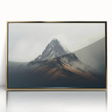 Framed acrylic wall art featuring a misty landscape design, highlighted with a gold frame, perfect for modern home decor and adding a touch of elegance.