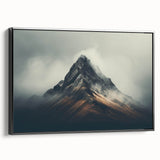 Framed canvas wall art showcasing a serene landscape design with mist and fog, featuring a black frame and side view, perfect for enhancing home decor.