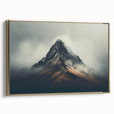 Framed canvas wall art featuring a serene landscape design with mist and fog, set against a gold frame, ideal for enhancing home decor with a calming aesthetic.