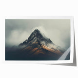 Serene landscape wall art print featuring misty mountains and soft fog, perfect for creating a calming atmosphere in home decor. Ideal for art lovers and interior design enthusiasts.