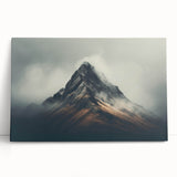 Soft, misty landscape art piece featuring serene fog-covered hills and trees, printed on stretched canvas, ideal for adding tranquility to home decor.