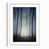 Framed wall art collection showcasing a serene landscape design with mist and fog, featuring a sleek white frame and mat, perfect for home decor.