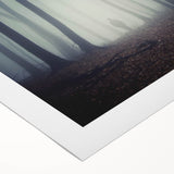 Rolled canvas artwork showcasing a serene landscape design with mist and fog, perfect for enhancing home decor, delivered in a protective cardboard tube.