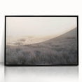 Framed acrylic wall art featuring a misty landscape design in soft pastel colors, set in a sleek black frame, perfect for adding a serene touch to modern decor.