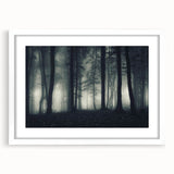 Framed wall art collection showcasing a serene landscape design with mist and fog, featuring a sleek white mat, perfect for home decor enhancement.