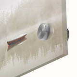 Close-up of a stunning acrylic glass wall art piece showcasing a misty landscape design, featuring soft pastel colors and ethereal fog, ideal for modern home decor.