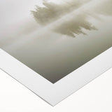 Rolled canvas showcasing a serene landscape design with mist and fog, ideal for home decor. The artwork features soft, muted colors and intricate details that evoke a calming atmosphere, elegantly packaged for easy display.