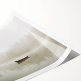 Rolled print showcasing a serene landscape with misty fog, featuring soft pastel colors and delicate details, ideal for enhancing modern home decor aesthetics.