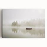 Stretched canvas wall art showcasing a misty landscape with soft fog, featuring calming shades of blue and gray, perfect for enhancing tranquil home decor.