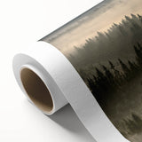 Rolled canvas showcasing a serene landscape design with mist and fog, perfect for home decor. The artwork features soft color gradients and a tranquil ambiance.