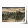 Rolled print of a serene landscape with misty fog, featuring soft pastel colors and abstract design, ideal for home decor and wall art collections.